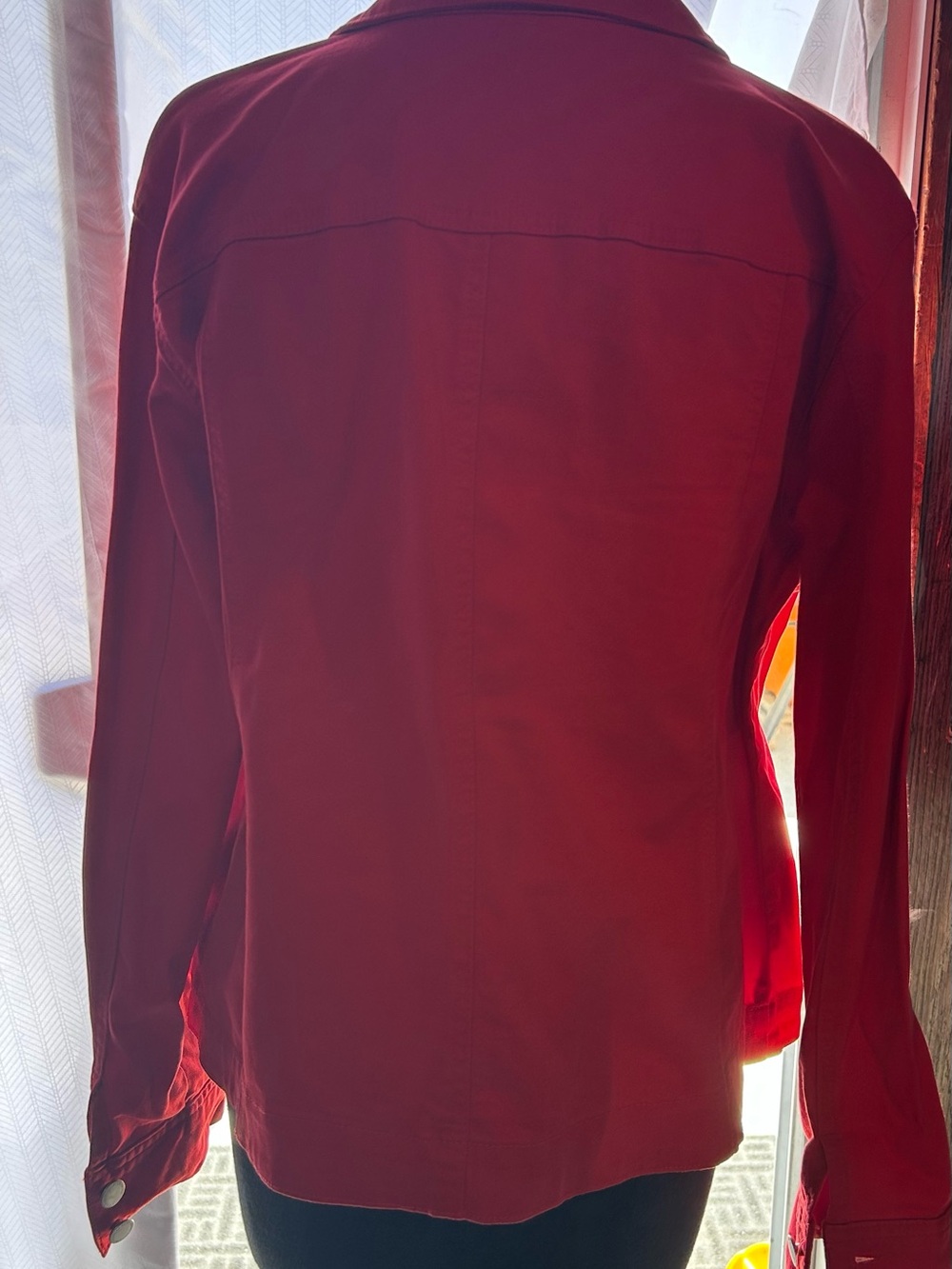 Charter Club Red Button-Front Jean Jacket - Picture 6 of 11